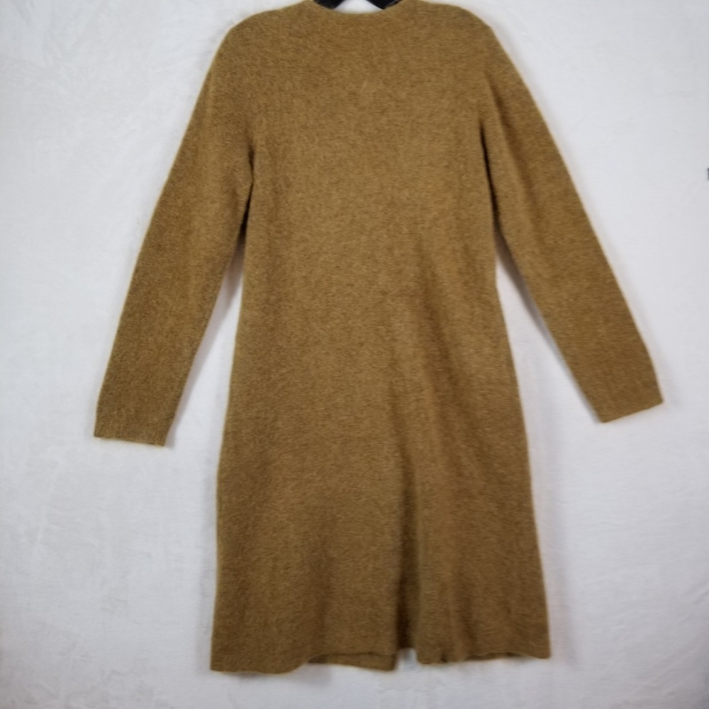 Eileen Fisher Mohair Wool Blend Long Cardigan Sweater Mustard Yellow Ochre Small - Picture 3 of 7